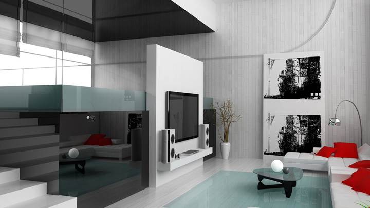 Black And White Home Theater Room
